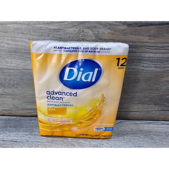 Dial Complete Antibacterial Deodorant Bar Soap Advanced Clean Gold 4 oz 12 Bars - Picture 1 of 3